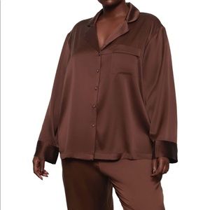 SKIMS Satin Pajama Top + Bottom, Cocoa